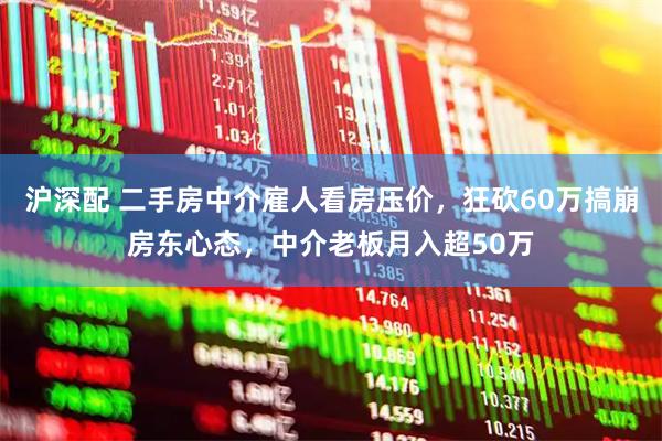 沪深配 二手房中介雇人看房压价，狂砍60万搞崩房东心态，中介老板月入超50万
