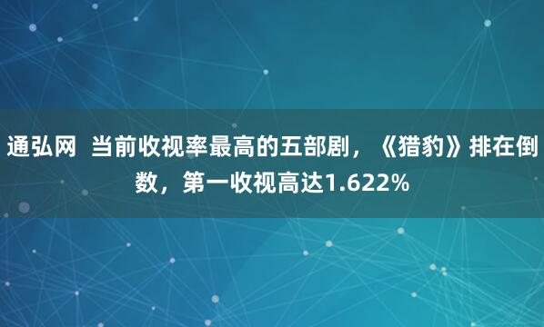 通弘网  当前收视率最高的五部剧，《猎豹》排在倒数，第一收视高达1.622%